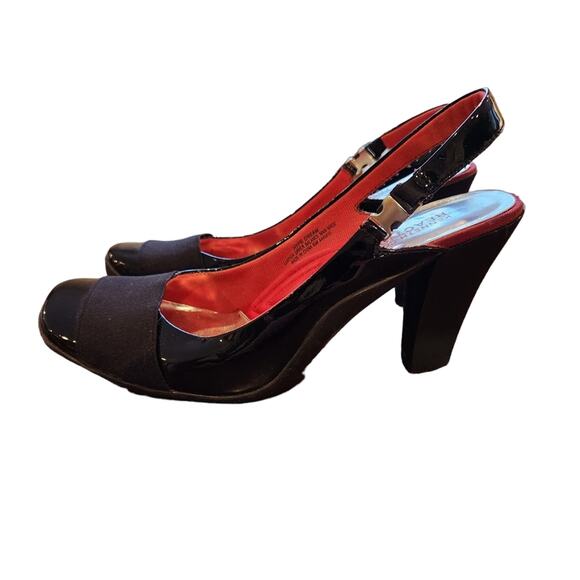 Kenneth Cole Reaction Heels Size 8.5 Hype Dream Black Slingback Pumps Square Toe - Picture 6 of 11